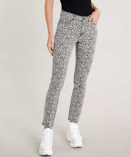 Calca-de-Sarja-Feminina-Skinny-Animal-Print-Bege-9453699-Bege_1