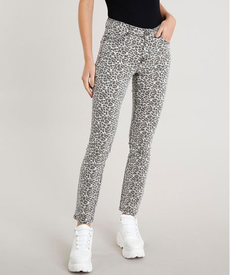 Calca-de-Sarja-Feminina-Skinny-Animal-Print-Bege-9453699-Bege_1