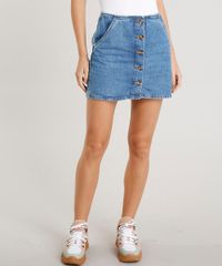 Saia-Jeans-Feminina-Curta-com-Botoes-e-Bolsos-Azul-Medio-9458546-Azul_Medio_1
