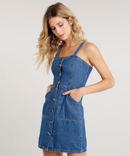 Vestido-Jeans-Feminino-Curto-com-Botoes-Azul-Medio-9458570-Azul_Medio_1 Vestido-Jeans-Feminino-Curto-com-Botoes-Azul-Medio-9458570-Azul_Medio_1