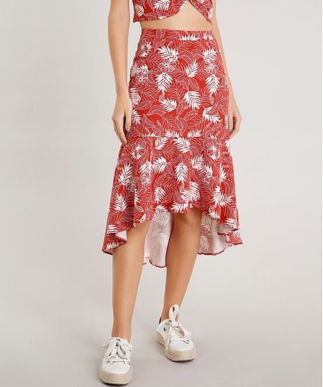 Saia-Feminina-Midi-Estampada-de-Folhagem-com-Babado-em-Linho-Cobre-9369493-Cobre_1