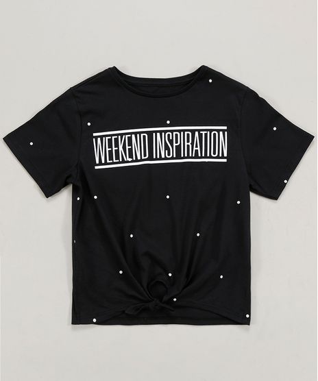 Blusa-Infantil-Estampada-de-Poa--Weekend-Inspiration--com-No-Manga-Curta-Decote-Redondo-Preta-9410411-Preto_1