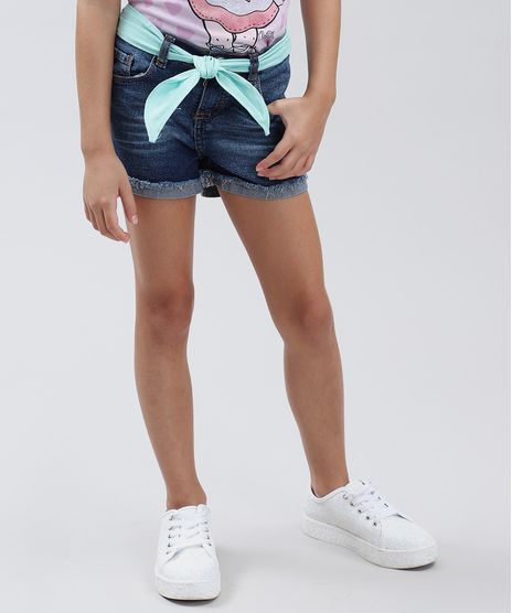 Short-Jeans-Infantil-com-Faixa-para-Amarrar-Azul-Medio-9376013-Azul_Medio_1
