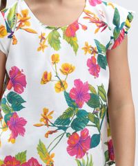 Conjunto-Infantil-de-Blusa-Estampada-Floral-Manga-Curta---Short-com-Laco-Branco-9389414-Branco_4