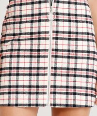 Saia-Feminina-Estampada-Xadrez-em-Flanela-com-Ziper-de-Argola-Bege-Claro-9365400-Bege_Claro_4