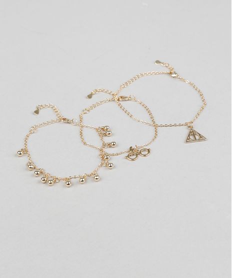 Kit-de-3-Pulseiras-Femininas-Harry-Potter-Dourada-9289216-Dourado_1