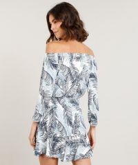 Vestido-Feminino-Curto-Ombro-a-Ombro-Estampado-de-Folhagem-Branco-9375871-Branco_2