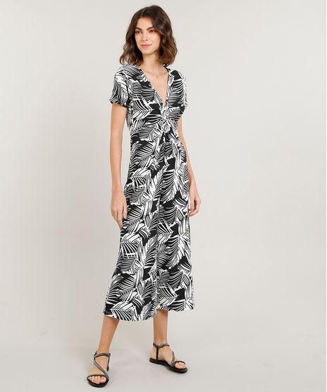 Macacao-Feminino-Pantacourt-Estampado-de-Folhagens-com-No-Manga-Curta-Preto-9310782-Preto_1