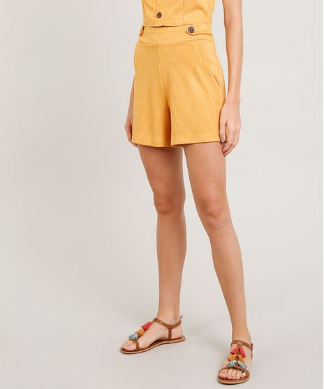Short-Feminino-Listrado-com-Botoes-Mostarda-9452641-Mostarda_1