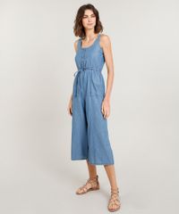 Macacao-Jeans-Feminino-Pantacourt-com-Botoes-Alca-Media-Azul-Claro-9453715-Azul_Claro_1
