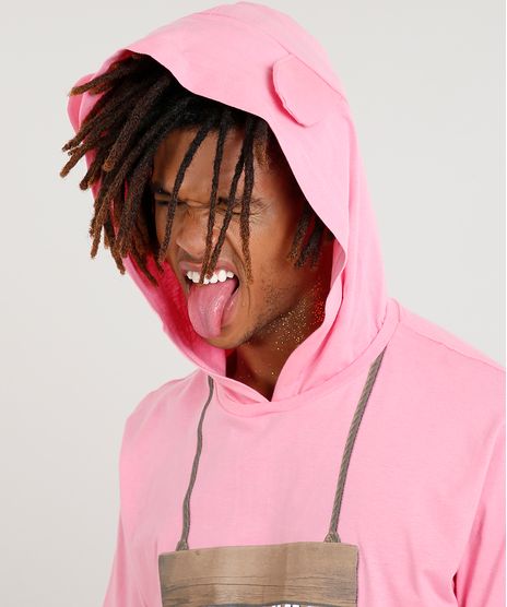 Camiseta-Masculina-Carnaval-Ursinho--Animadinha--com-Capuz-de-Orelhinhas-Manga-Curta--Rosa-Claro-9482593-Rosa_Claro_1