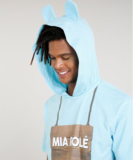 Camiseta-Masculina-Carnaval-Ursinho--Mia-Role--com-Capuz-de-Orelhinhas-Manga-Curta--Azul-Claro-9482592-Azul_Claro_1