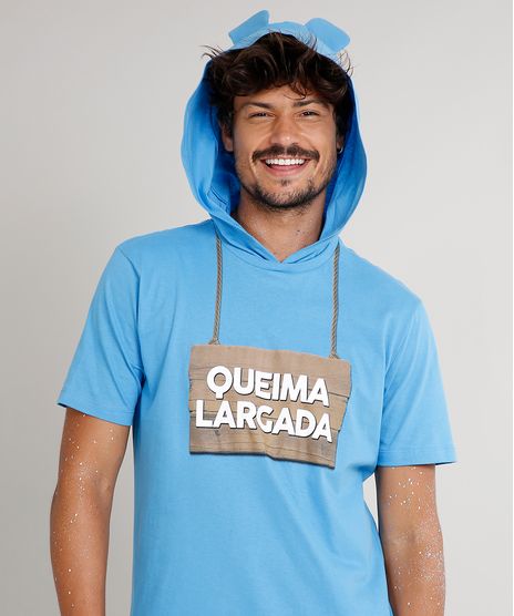 Camiseta-Masculina-Carnaval-Ursinho--Queima-Largada--com-Capuz-de-Orelhinhas-Manga-Curta--Azul-9482596-Azul_1
