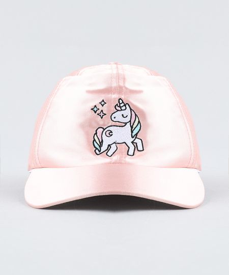 Bone-Infantil-Aba-Curva-Acetinado-com-Bordado-de-Unicornio-Rose-9439541-Rose_1
