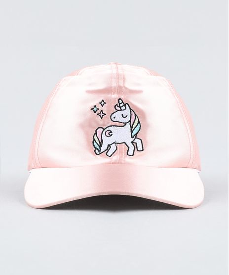 Bone-Infantil-Aba-Curva-Acetinado-com-Bordado-de-Unicornio-Rose-9439541-Rose_1