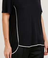 Blusa-Feminina-Ampla-com-Vivo-Contrastante-Manga-Curta-Decote-V-Preta-9445513-Preto_4
