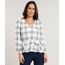 Blusa-Feminina-Estampada-Xadrez-com-Babados-Manga-Longa-Decote-V-Off-White-9373375-Off_White_1