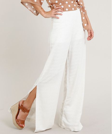 Calca-Pantalona-Feminina-em-Linho-com-Fenda-Bege-Claro-9414781-Bege_Claro_1