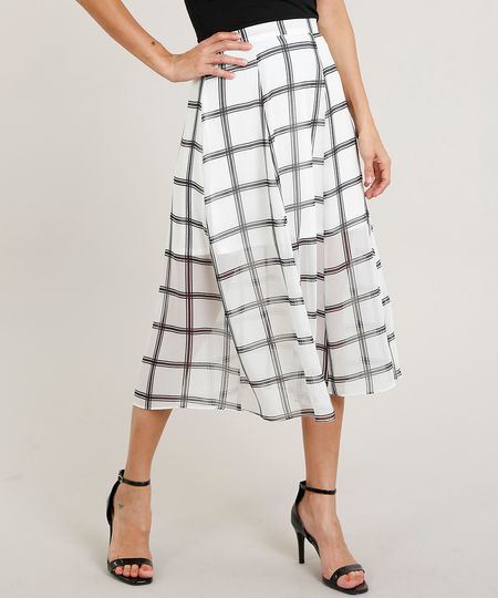 Saia-Midi-Feminina-Evase-Estampada-Xadrez-Off-White-9367823-Off_White_1