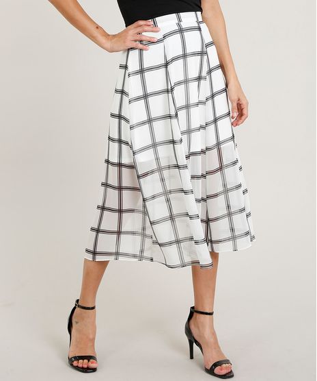Saia-Midi-Feminina-Evase-Estampada-Xadrez-Off-White-9367823-Off_White_1