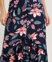 Saia-Feminina-Longa-Estampada-Floral-com-Botoes-e-Fenda-Azul-Marinho-9369908-Azul_Marinho_4