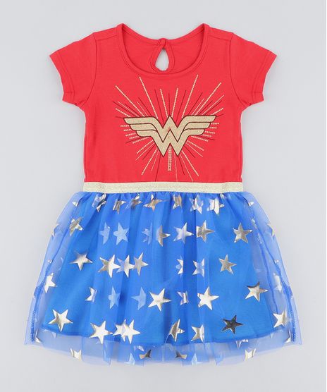 Vestido-Infantil-Carnaval-Mulher-Maravilha-com-Tule-Estampado-de-Estrelas-Manga-Curta-Vermelho-9438511-Vermelho_1