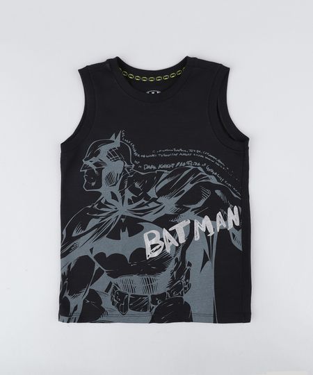 Regata Infantil Batman Gola Careca Preta Menor preço em Regata Infantil Batman Gola Careca Preta