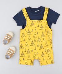 Conjunto-Infantil-de-Body-Manga-Curta-Azul-Marinho---Jardineira-Estampada-de-Cabana-em-Moletom-Mostarda-9205086-Mostarda_3
