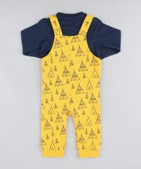 Conjunto-Infantil-de-Body-Manga-Longa-Azul-Marinho---Macacao-Estampado-de-Cabana-em-Moletom-Mostarda-9205082-Mostarda_2