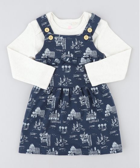Conjunto-Infantil-de-Body-Manga-Longa-Bege-Claro-Mescla---Salopete-Estampada-em-Moletom-Azul-Marinho-9205052-Azul_Marinho_1