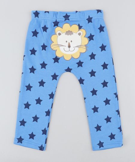 Calca-Infantil-Leao-Estampada-de-Estrelas-Azul-9188446-Azul_1