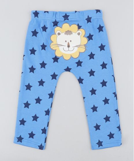 Calca-Infantil-Leao-Estampada-de-Estrelas-Azul-9188446-Azul_1
