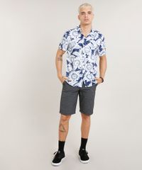 Camisa-Masculina-Estampada-de-Girassol-com-Bolso-Manga-Curta-Azul-9434800-Azul_3