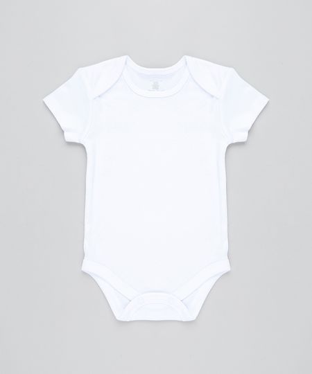 Body Infantil Básico Manga Curta Decote Redondo Branco Menor preço em Body Infantil Básico Manga Curta Decote Redondo Branco