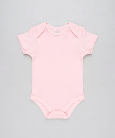 Body Infantil Básico Manga Curta Decote Redondo Rosa Menor preço em Body Infantil Básico Manga Curta Decote Redondo Rosa