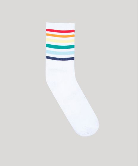Meia-Feminina-Cano-Alto-Arco-Iris-com-Listras-Branca-9387558-Branco_1