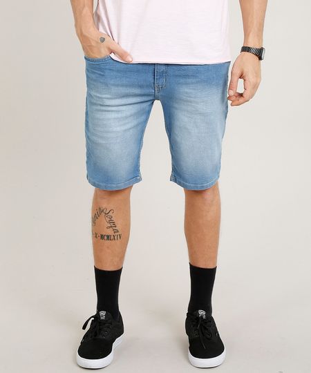 Bermuda Jeans Masculina Slim Azul Claro Cea
