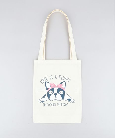 Bolsa-Feminina-em-Lona-com-Estampa-de-Cachorro-Bege-Claro-9325479-Bege_Claro_1