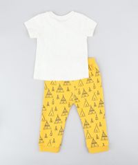 Conjunto-Infantil-Camiseta-Manga-Curta-Bege-Claro---Calca-Estampada-de-Cabana-em-Moletom-Mostarda-9205087-Mostarda_2