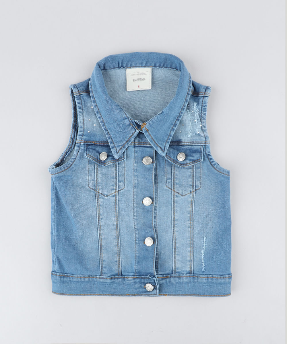 colete jeans infantil feminino