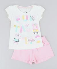 Conjunto-Infantil-Peppa-Pig-de-Blusa-Manga-Curta-Off-White---Short-Rosa-9437949-Rosa_1