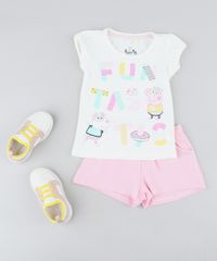 Conjunto-Infantil-Peppa-Pig-de-Blusa-Manga-Curta-Off-White---Short-Rosa-9437949-Rosa_3