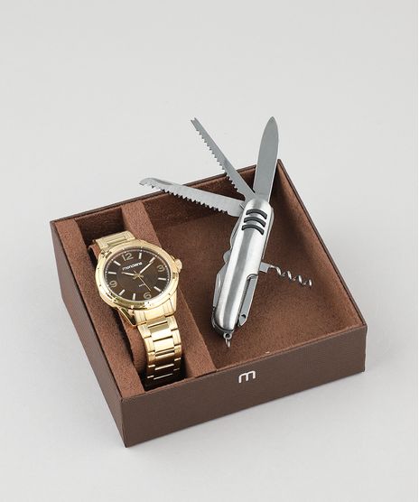 Kit-de-Relogio-Analogico-Mondaine-Masculino---Canivete---83420GPMVDE3K-Dourado-9507649-Dourado_1