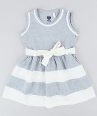 Vestido-Infantil-com-Laco-Sem-Manga-Decote-Redondo-Cinza-Mescla-9415471-Cinza_Mescla_1