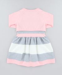 Conjunto-Infantil-de-Vestido-Cinza-Mescla---Bolero-Rosa-Claro-9428806-Rosa_Claro_2