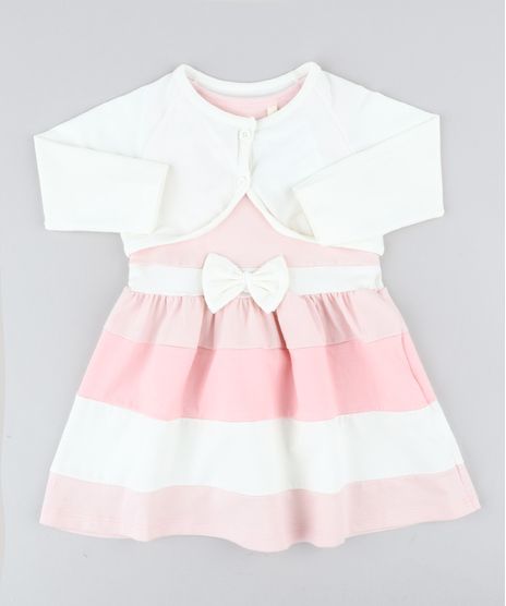 Conjunto-Infantil-de-Vestido-Rosa-Claro---Bolero-Off-White-9428804-Off_White_1