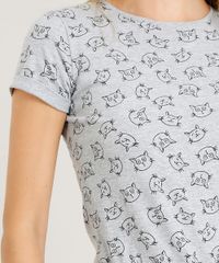 Blusa-Feminina-Estampada-de-Gatos-Manga-Curta-Decote-Redondo-Cinza-Mescla-9236431-Cinza_Mescla_4