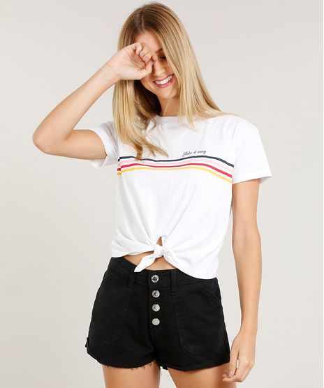 Blusa-Feminina-com-Listras-e-No-Manga-Curta-Decote-Redondo-Branca-9284580-Branco_1