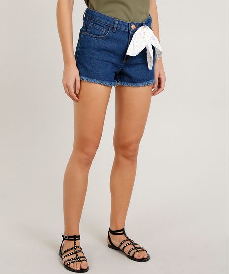 Short-Jeans-Feminino-Reto-com-Bandana-Azul-Escuro-9299951-Azul_Escuro_1