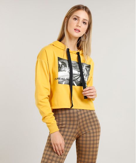 Blusao-Feminino-Cropped--Offline--com-Capuz-Manga-Longa-Mostarda-9441490-Mostarda_1